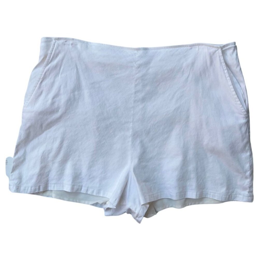 Leith Womens Cream High Waist Linen Blend Shorts Size XXL A29